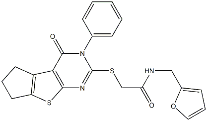  N-(2-furylmethyl)-2-[(4-oxo-3-phenyl-3,5,6,7-tetrahydro-4H-cyclopenta[4,5]thieno[2,3-d]pyrimidin-2-yl)sulfanyl]acetamide