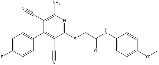 2-{[6-amino-3,5-dicyano-4-(4-fluorophenyl)pyridin-2-yl]sulfanyl}-N-(4-methoxyphenyl)acetamide