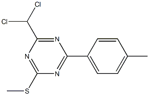 2-(dichloromethyl)-4-(4-methylphenyl)-6-(methylsulfanyl)-1,3,5-triazine Struktur