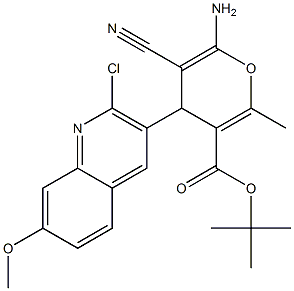 1,1-dimethylethyl 6-amino-4-[2-chloro-7-(methyloxy)quinolin-3-yl]-5-cyano-2-methyl-4H-pyran-3-carboxylate,,结构式