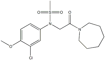 N-[2-(1-azepanyl)-2-oxoethyl]-N-(3-chloro-4-methoxyphenyl)methanesulfonamide 结构式