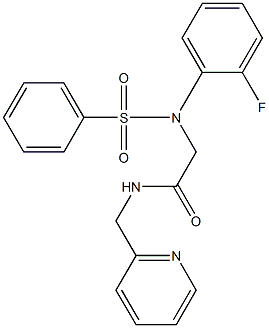 2-[2-fluoro(phenylsulfonyl)anilino]-N-(pyridin-2-ylmethyl)acetamide,,结构式