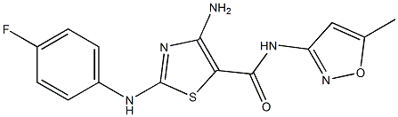 4-amino-2-(4-fluoroanilino)-N-(5-methyl-3-isoxazolyl)-1,3-thiazole-5-carboxamide Struktur