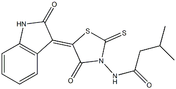 3-methyl-N-[4-oxo-5-(2-oxo-1,2-dihydro-3H-indol-3-ylidene)-2-thioxo-1,3-thiazolidin-3-yl]butanamide Struktur
