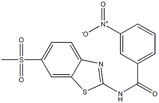 3-nitro-N-[6-(methylsulfonyl)-1,3-benzothiazol-2-yl]benzamide,,结构式