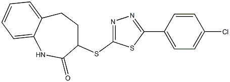 3-{[5-(4-chlorophenyl)-1,3,4-thiadiazol-2-yl]sulfanyl}-1,3,4,5-tetrahydro-2H-1-benzazepin-2-one 结构式