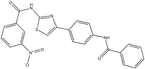 N-{4-[4-(benzoylamino)phenyl]-1,3-thiazol-2-yl}-3-nitrobenzamide 化学構造式