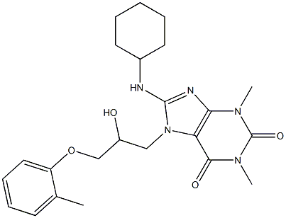 8-(cyclohexylamino)-7-[2-hydroxy-3-(2-methylphenoxy)propyl]-1,3-dimethyl-3,7-dihydro-1H-purine-2,6-dione Structure