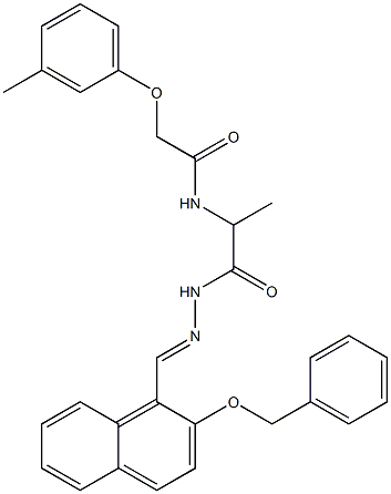 N-[2-(2-{[2-(benzyloxy)-1-naphthyl]methylene}hydrazino)-1-methyl-2-oxoethyl]-2-(3-methylphenoxy)acetamide Struktur