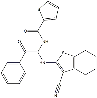 N-{1-[(3-cyano-4,5,6,7-tetrahydro-1-benzothien-2-yl)amino]-2-oxo-2-phenylethyl}-2-thiophenecarboxamide Structure
