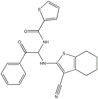 N-{1-[(3-cyano-4,5,6,7-tetrahydro-1-benzothien-2-yl)amino]-2-oxo-2-phenylethyl}-2-thiophenecarboxamide 结构式