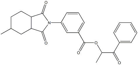 1-methyl-2-oxo-2-phenylethyl 3-(5-methyl-1,3-dioxooctahydro-2H-isoindol-2-yl)benzoate,,结构式