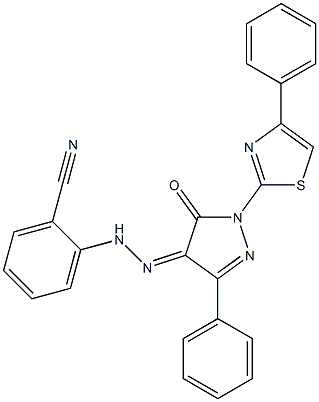 2-{2-[5-oxo-3-phenyl-1-(4-phenyl-1,3-thiazol-2-yl)-1,5-dihydro-4H-pyrazol-4-ylidene]hydrazino}benzonitrile,,结构式