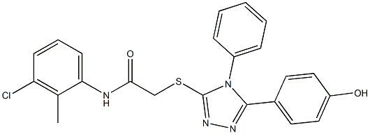 N-(3-chloro-2-methylphenyl)-2-{[5-(4-hydroxyphenyl)-4-phenyl-4H-1,2,4-triazol-3-yl]sulfanyl}acetamide,,结构式