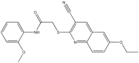 2-[(3-cyano-6-ethoxy-2-quinolinyl)sulfanyl]-N-(2-methoxyphenyl)acetamide Structure