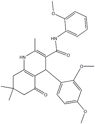 4-(2,4-dimethoxyphenyl)-N-(2-methoxyphenyl)-2,7,7-trimethyl-5-oxo-1,4,5,6,7,8-hexahydro-3-quinolinecarboxamide Struktur