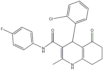 4-(2-chlorophenyl)-N-(4-fluorophenyl)-2-methyl-5-oxo-1,4,5,6,7,8-hexahydro-3-quinolinecarboxamide 结构式