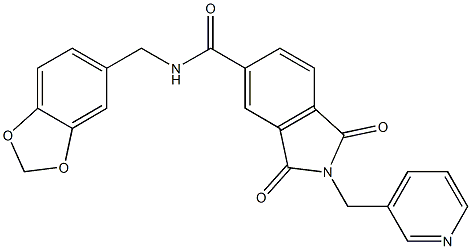 N-(1,3-benzodioxol-5-ylmethyl)-1,3-dioxo-2-(3-pyridinylmethyl)-5-isoindolinecarboxamide Struktur