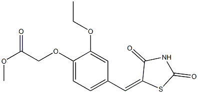 methyl {4-[(2,4-dioxo-1,3-thiazolidin-5-ylidene)methyl]-2-ethoxyphenoxy}acetate,,结构式