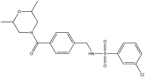 3-chloro-N-{4-[(2,6-dimethyl-4-morpholinyl)carbonyl]benzyl}benzenesulfonamide 化学構造式