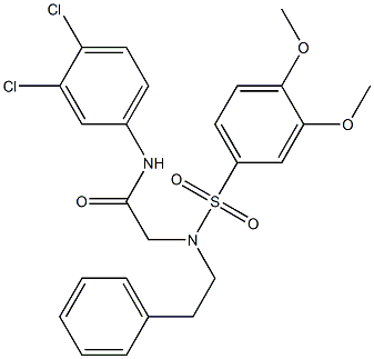 N-(3,4-dichlorophenyl)-2-[[(3,4-dimethoxyphenyl)sulfonyl](2-phenylethyl)amino]acetamide 结构式