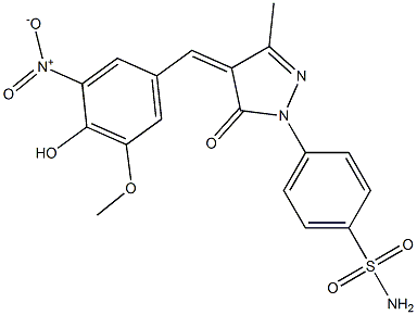 4-(4-{4-hydroxy-3-nitro-5-methoxybenzylidene}-3-methyl-5-oxo-4,5-dihydro-1H-pyrazol-1-yl)benzenesulfonamide,,结构式