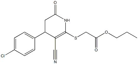 propyl {[4-(4-chlorophenyl)-3-cyano-6-oxo-1,4,5,6-tetrahydro-2-pyridinyl]sulfanyl}acetate Struktur