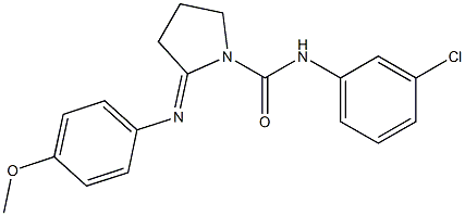 N-(3-chlorophenyl)-2-[(4-methoxyphenyl)imino]-1-pyrrolidinecarboxamide 化学構造式