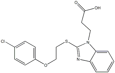 3-(2-{[2-(4-chlorophenoxy)ethyl]sulfanyl}-1H-benzimidazol-1-yl)propanoic acid,,结构式