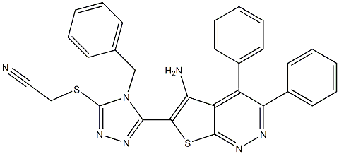 {[5-(5-amino-3,4-diphenylthieno[2,3-c]pyridazin-6-yl)-4-benzyl-4H-1,2,4-triazol-3-yl]sulfanyl}acetonitrile 结构式