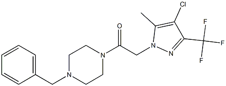 1-benzyl-4-{[4-chloro-5-methyl-3-(trifluoromethyl)-1H-pyrazol-1-yl]acetyl}piperazine Struktur