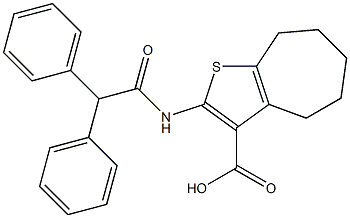 2-[(diphenylacetyl)amino]-5,6,7,8-tetrahydro-4H-cyclohepta[b]thiophene-3-carboxylic acid,,结构式