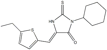 3-cyclohexyl-5-[(5-ethyl-2-thienyl)methylene]-2-thioxo-4-imidazolidinone,,结构式