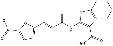 2-[(3-{5-nitro-2-furyl}acryloyl)amino]-4,5,6,7-tetrahydro-1-benzothiophene-3-carboxamide Struktur