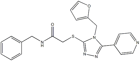 2-{[4-(furan-2-ylmethyl)-5-pyridin-4-yl-4H-1,2,4-triazol-3-yl]sulfanyl}-N-(phenylmethyl)acetamide Struktur
