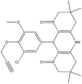 9-[3-chloro-5-methoxy-4-(2-propynyloxy)phenyl]-3,3,6,6-tetramethyl-3,4,6,7,9,10-hexahydro-1,8(2H,5H)-acridinedione Structure