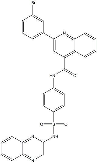 2-(3-bromophenyl)-N-{4-[(2-quinoxalinylamino)sulfonyl]phenyl}-4-quinolinecarboxamide 化学構造式