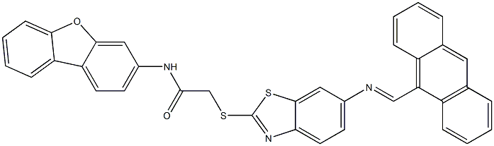 2-({6-[(9-anthrylmethylene)amino]-1,3-benzothiazol-2-yl}sulfanyl)-N-dibenzo[b,d]furan-3-ylacetamide