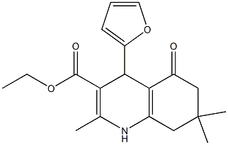 ethyl 4-(2-furyl)-2,7,7-trimethyl-5-oxo-1,4,5,6,7,8-hexahydro-3-quinolinecarboxylate Struktur