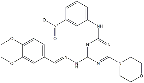 3,4-dimethoxybenzaldehyde [4-{3-nitroanilino}-6-(4-morpholinyl)-1,3,5-triazin-2-yl]hydrazone Struktur