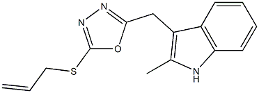 allyl 5-[(2-methyl-1H-indol-3-yl)methyl]-1,3,4-oxadiazol-2-yl sulfide 化学構造式
