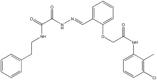 2-(2-{2-[2-(3-chloro-2-methylanilino)-2-oxoethoxy]benzylidene}hydrazino)-2-oxo-N-(2-phenylethyl)acetamide 结构式