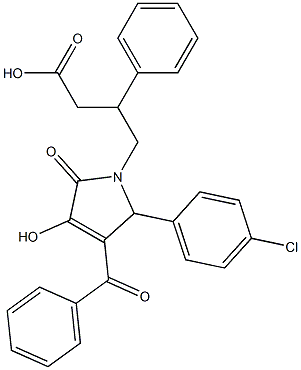 4-[3-benzoyl-2-(4-chlorophenyl)-4-hydroxy-5-oxo-2,5-dihydro-1H-pyrrol-1-yl]-3-phenylbutanoic acid 化学構造式