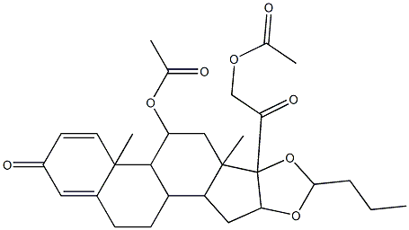 2-[5-(acetyloxy)-4a,6a-dimethyl-2-oxo-8-propyl-2,4a,4b,5,6,6a,9a,10,10a,10b,11,12-dodecahydro-6bH-naphtho[2',1':4,5]indeno[1,2-d][1,3]dioxol-6b-yl]-2-oxoethyl acetate 结构式