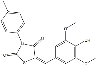 5-(4-hydroxy-3,5-dimethoxybenzylidene)-3-(4-methylphenyl)-1,3-thiazolidine-2,4-dione Struktur