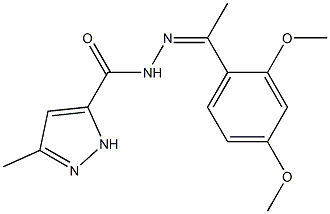 N'-[1-(2,4-dimethoxyphenyl)ethylidene]-3-methyl-1H-pyrazole-5-carbohydrazide Struktur