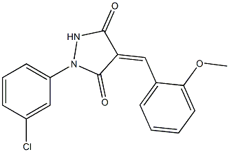 1-(3-chlorophenyl)-4-(2-methoxybenzylidene)-3,5-pyrazolidinedione,,结构式