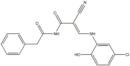 3-(5-chloro-2-hydroxyanilino)-2-cyano-N-(phenylacetyl)acrylamide Struktur