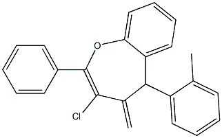 3-chloro-4-methylene-5-(2-methylphenyl)-2-phenyl-4,5-dihydro-1-benzoxepine,,结构式