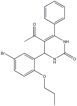 5-acetyl-4-(5-bromo-2-propoxyphenyl)-6-phenyl-3,4-dihydropyrimidin-2(1H)-one Structure
